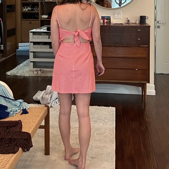 French Connection Whisper Gingham Tie Back Mini Dress Size 4 - Picture 3 of 4